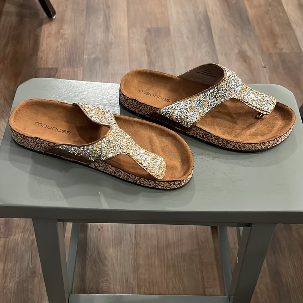 Maurices Sparkling Gold and Silver Women's Cork Sandals - Picture 5 of 7